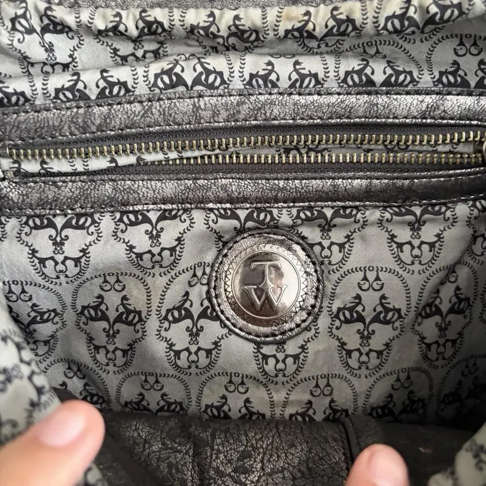 Thomas Wylde Leather Skull Metallic Pebble Leather Grunge Hand Bag